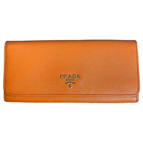 prada orange leather wallet|leather wallet prada price.